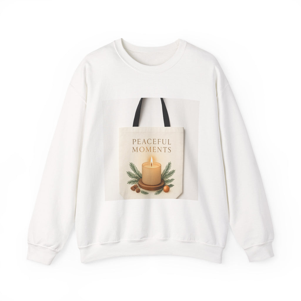 Crewneck Sweatshirt — 'Peaceful Moments' Candle Graphic Cozy Pullover