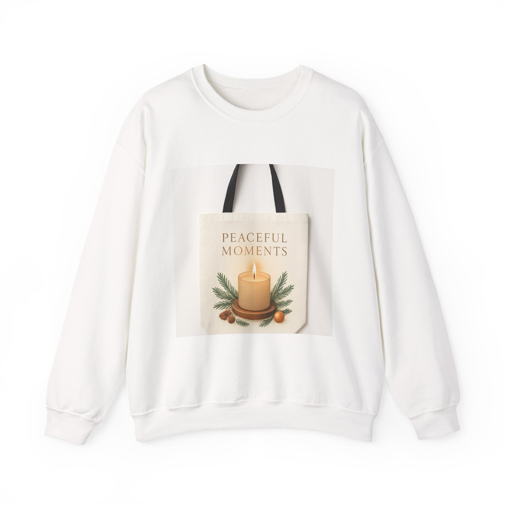 Crewneck Sweatshirt — 'Peaceful Moments' Candle Graphic Cozy Pullover