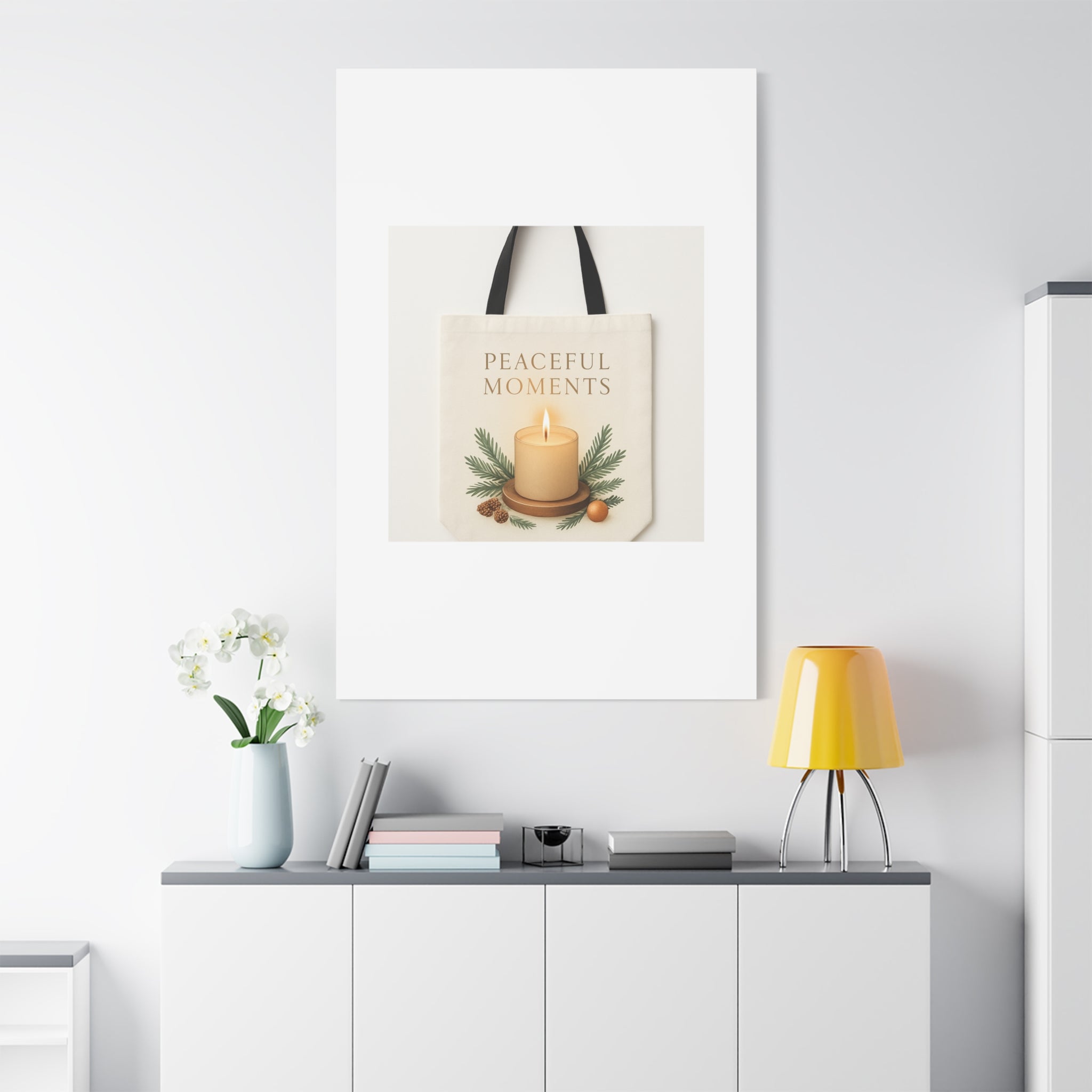 Canvas Wall Art — "Peaceful Moments" Candle Holiday Decor