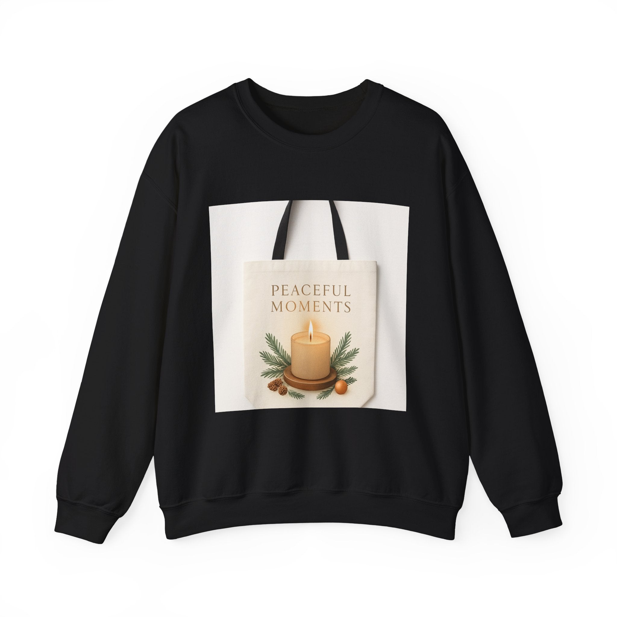 Crewneck Sweatshirt — 'Peaceful Moments' Candle Graphic Cozy Pullover