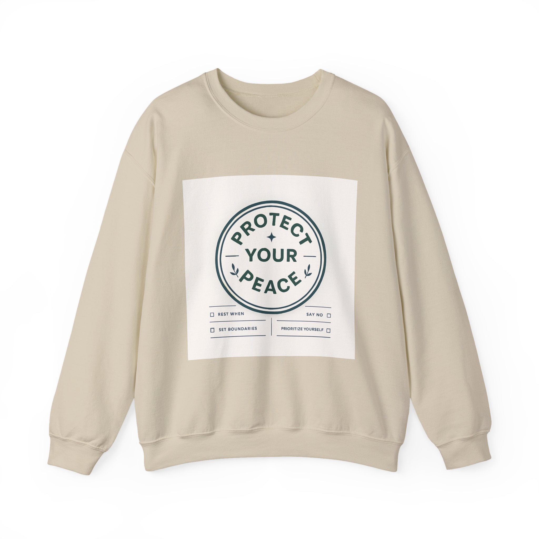 Protect Your Peace Crewneck Sweatshirt — Minimal Wellness Graphic Pullover