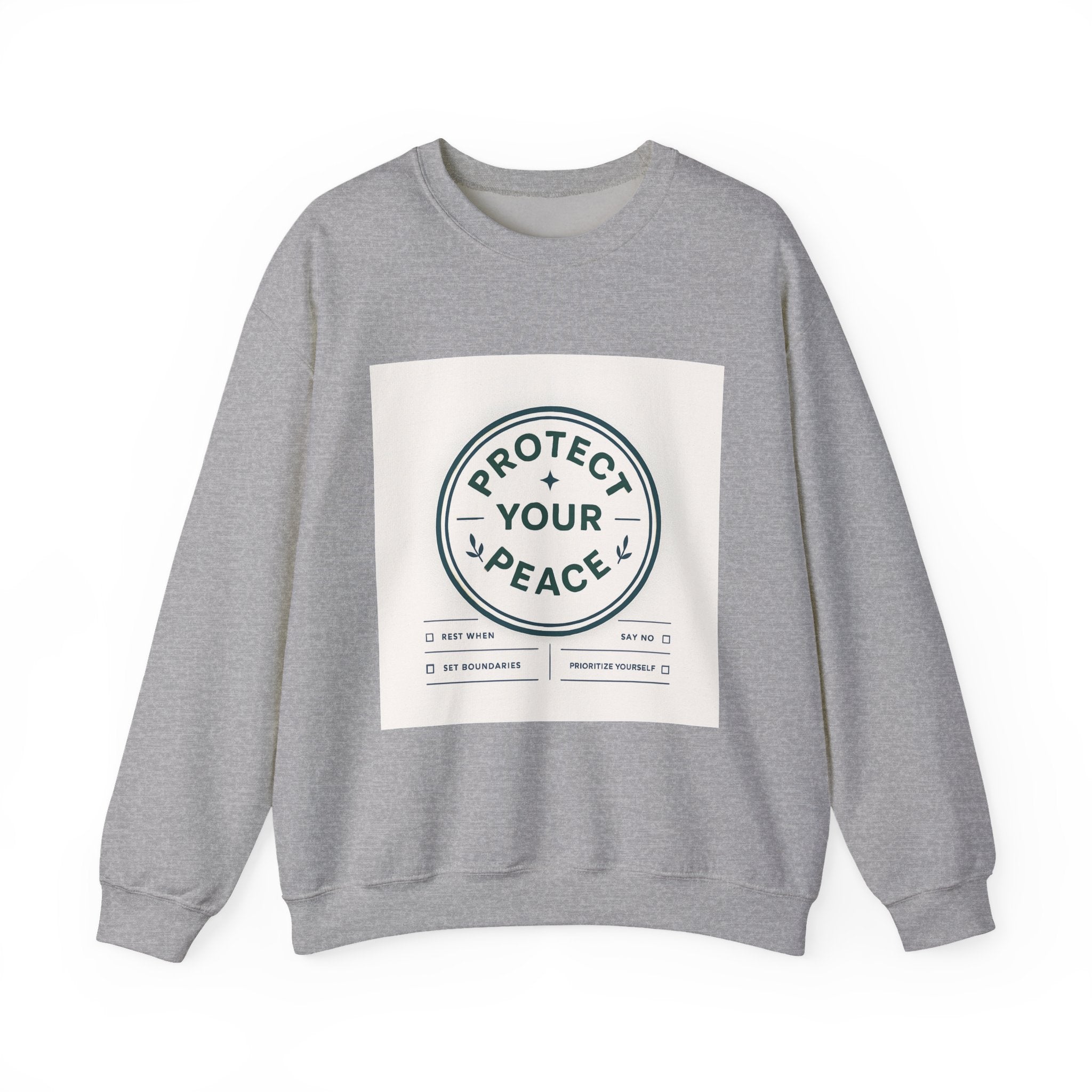 Protect Your Peace Crewneck Sweatshirt — Minimal Wellness Graphic Pullover