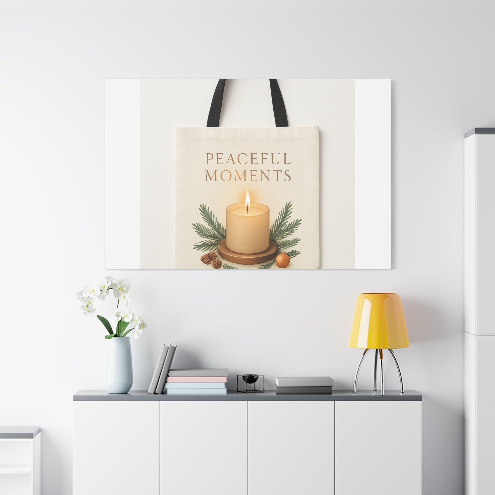 Canvas Wall Art — "Peaceful Moments" Candle Holiday Decor