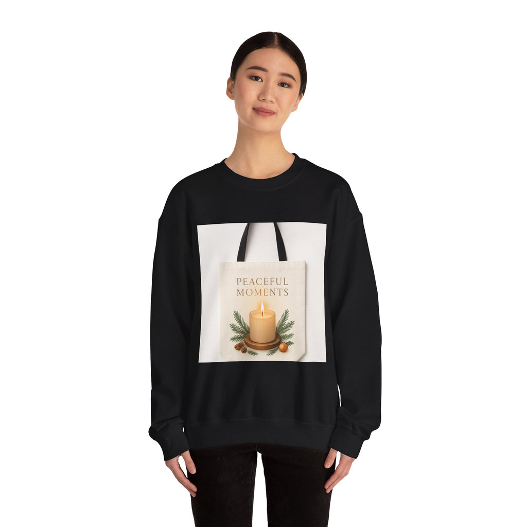 Crewneck Sweatshirt — 'Peaceful Moments' Candle Graphic Cozy Pullover