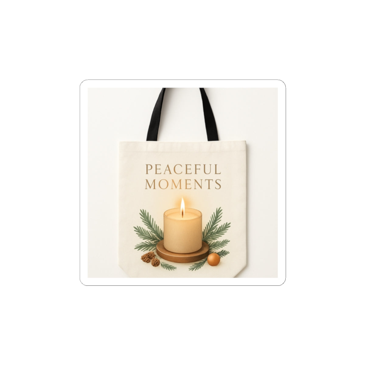 Peaceful Moments Candle Sticker — Holiday Kiss-Cut Sticker