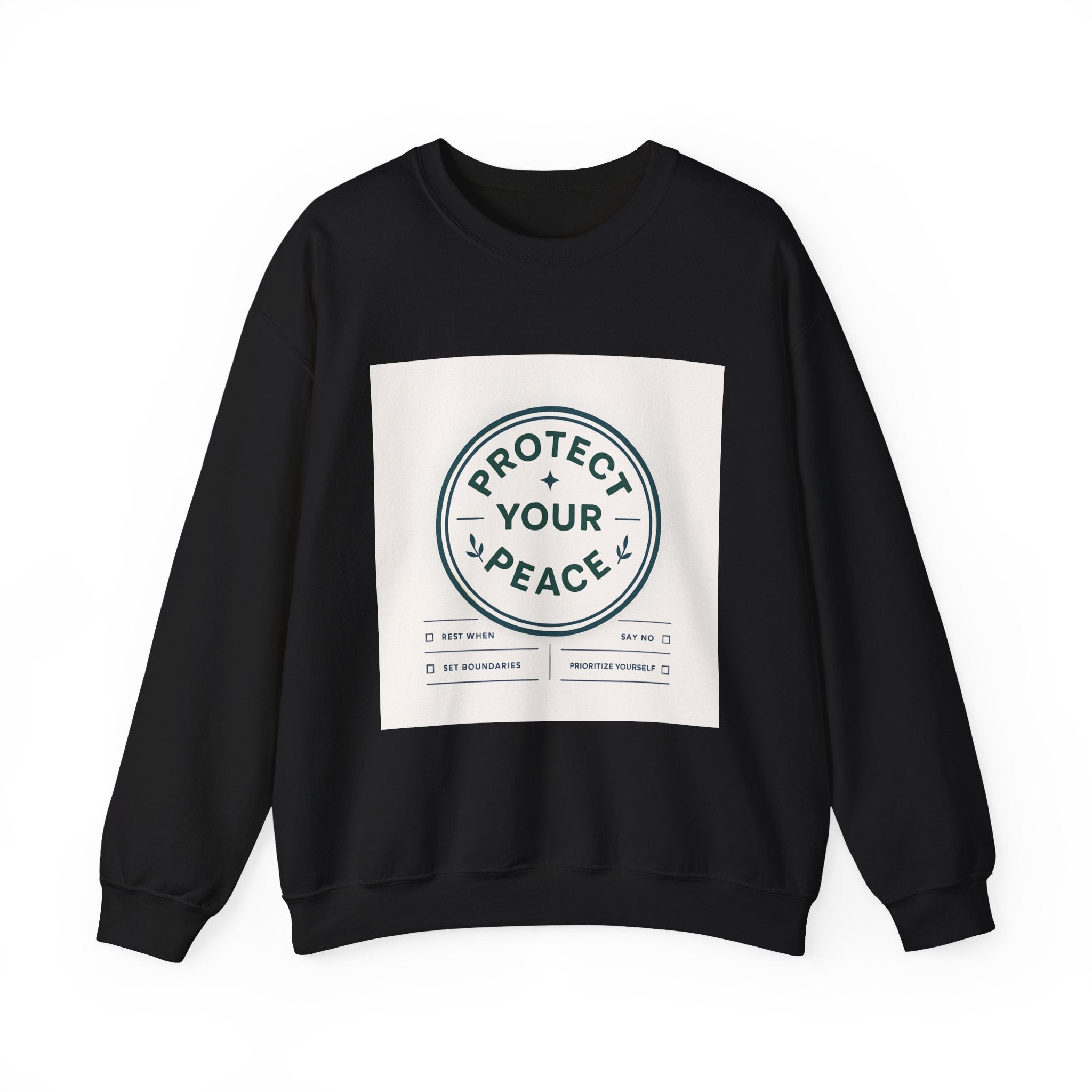 Protect Your Peace Crewneck Sweatshirt — Minimal Wellness Graphic Pullover