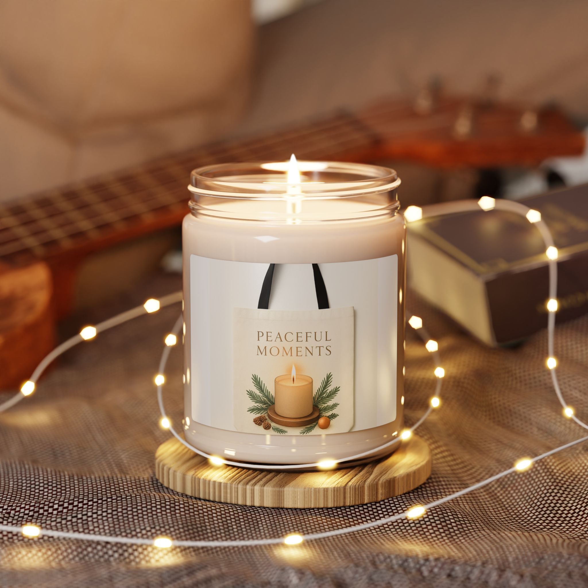 Soy Candle — "Peaceful Moments" Scented 9 oz (Cozy Holiday & Relaxation Gift)
