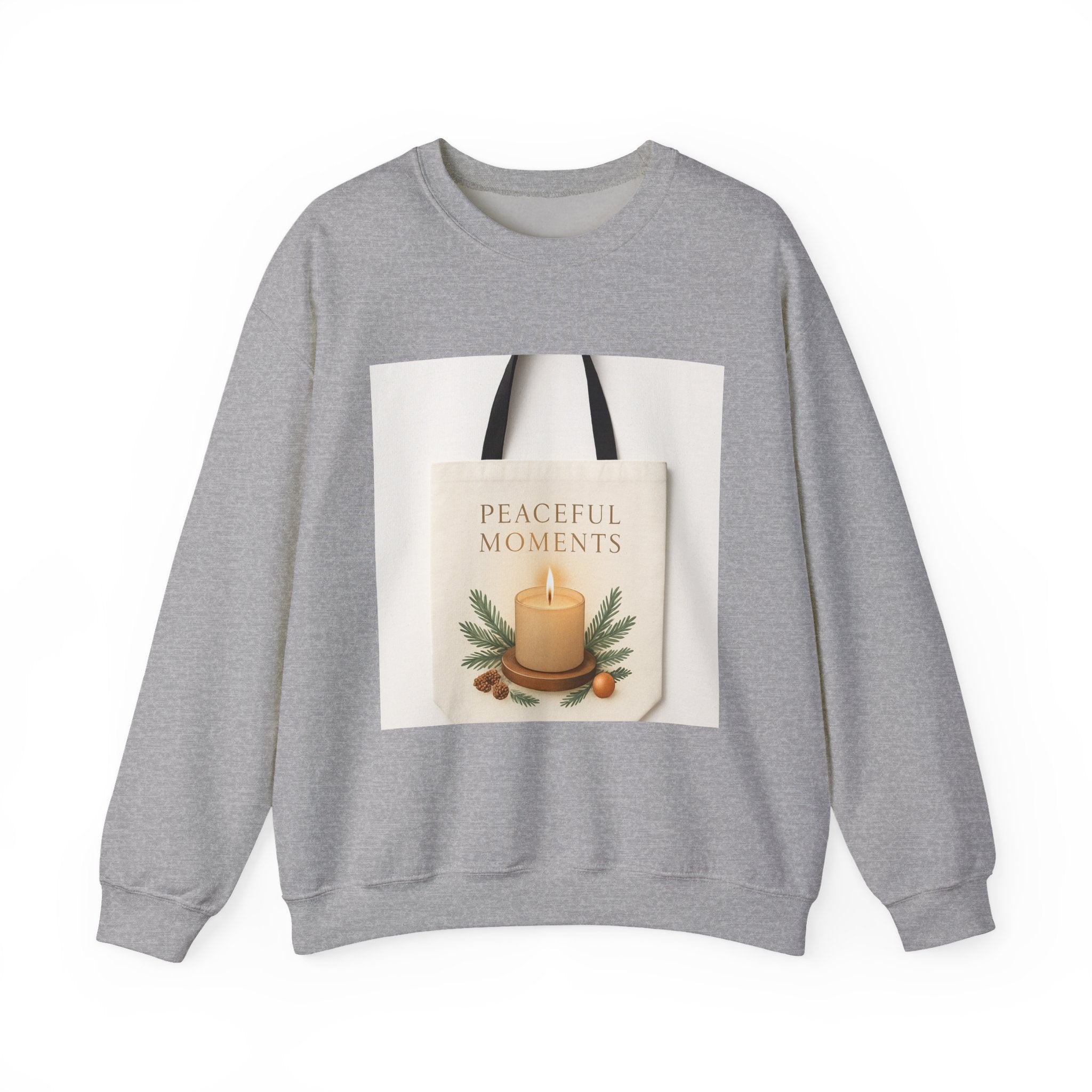 Crewneck Sweatshirt — 'Peaceful Moments' Candle Graphic Cozy Pullover