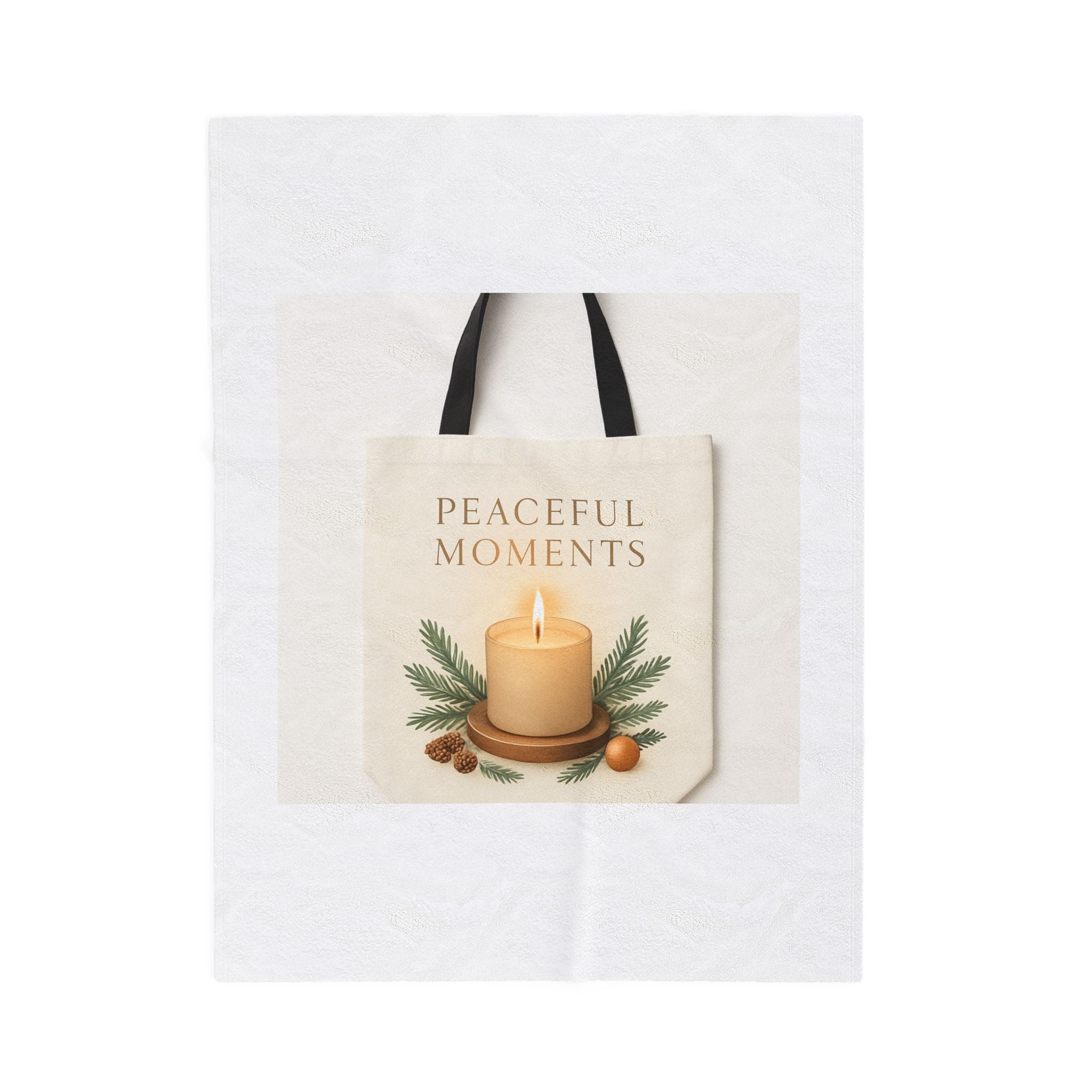 Velveteen Plush Blanket — "Peaceful Moments" Candle Cozy Throw for Holiday & Winter Relaxation
