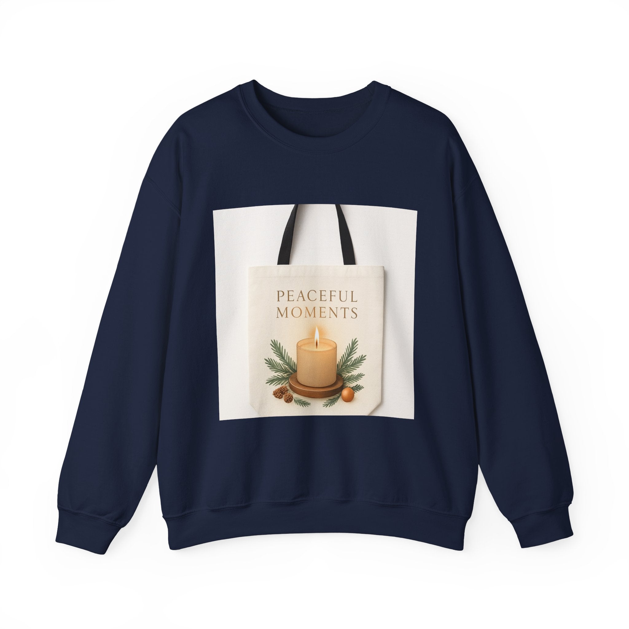 Crewneck Sweatshirt — 'Peaceful Moments' Candle Graphic Cozy Pullover